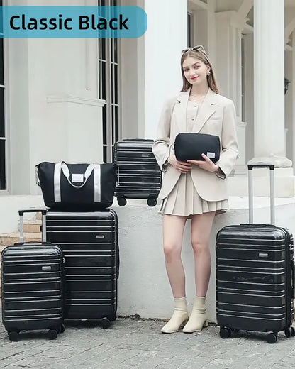6-Piece Expandable Rolling Luggage Set  Lightweight Hardshell Suitcases with Smooth-Spinning Wheels & Modular Packing Options