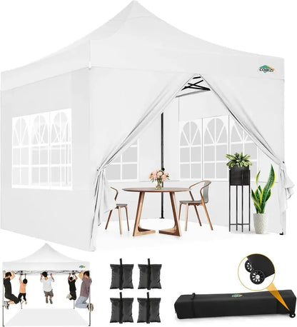 COBIZI 10×20 ft Commercial Pop-Up Canopy Tent  Heavy-Duty Frame, 6 Sidewalls, Wind/Waterproof Gazebo with Roller Bag