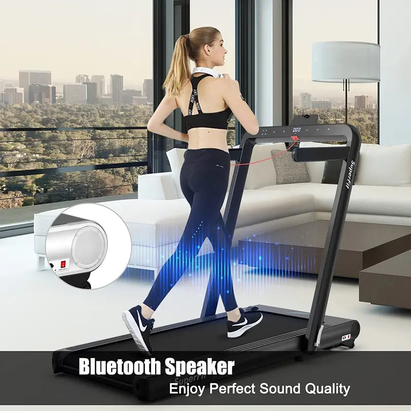 Dual-Function Folding Treadmill  4.75HP Under-Desk Model with App Compatibility