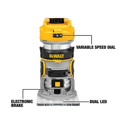 DEWALT 20V MAX XR Cordless Brushless Compact Router (Tool Only) DCW600B