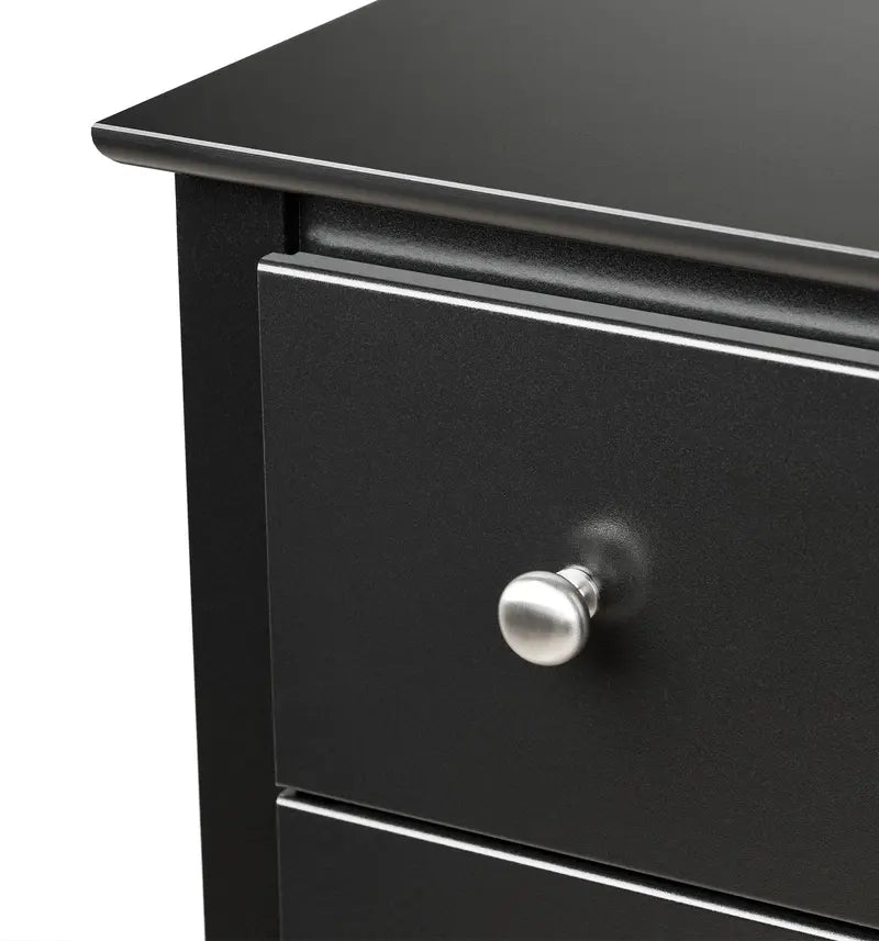 Prepac Sonoma 3-Drawer Nightstand, Black Finish, Brushed Nickel Knobs, Metal Glide Drawers