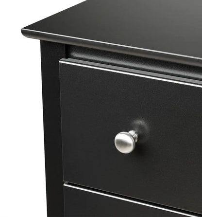 Prepac Sonoma 3-Drawer Nightstand, Black Finish, Brushed Nickel Knobs, Metal Glide Drawers