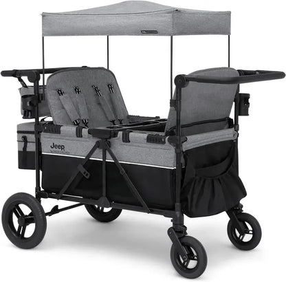 Delta Children Jeep Wrangler Quad Stroller  Premium 4-Seat All-Terrain Pushchair for Toddlers
