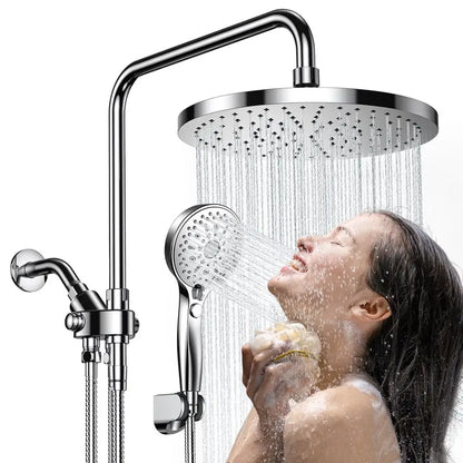 AmbiCasa Luxury Dual Showerhead Combo, 10″ Rainfall & 5″ Handheld High-Pressure, Chrome Finish