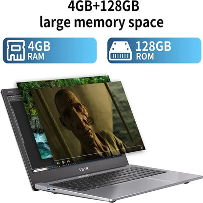 SGIN M15 15.6-Inch Laptop  Windows 11, Intel Celeron Quad-Core, 4GB RAM, 128GB SSD, Full HD Display