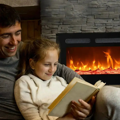 EUHOMY 50-Inch Recessed Electric Fireplace with Adjustable Flame Colors and Built-in Heater