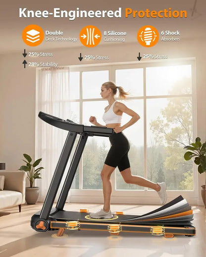 Foldable Home Treadmill with Adjustable Incline  Dual LED Display & Office-Friendly Design