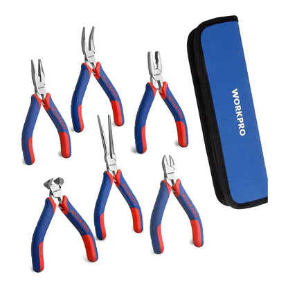 WORKPRO Mini Pliers Set  6-Piece Compact Hand Tool Kit with Carrying Pouch