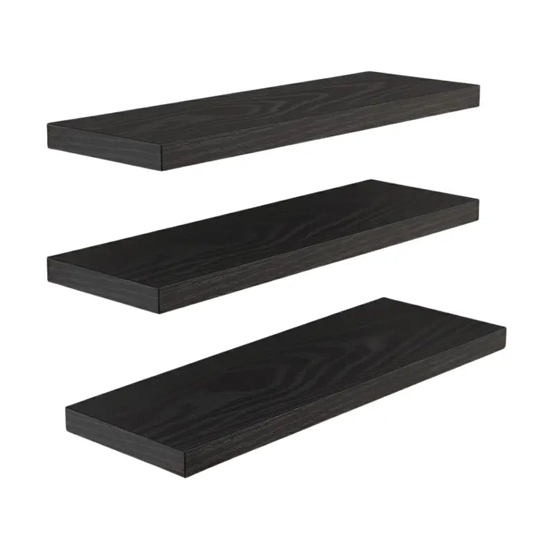Set of 3 Floating Wooden Wall Shelves for Living Room or Kitchen