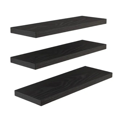 Set of 3 Floating Wooden Wall Shelves for Living Room or Kitchen