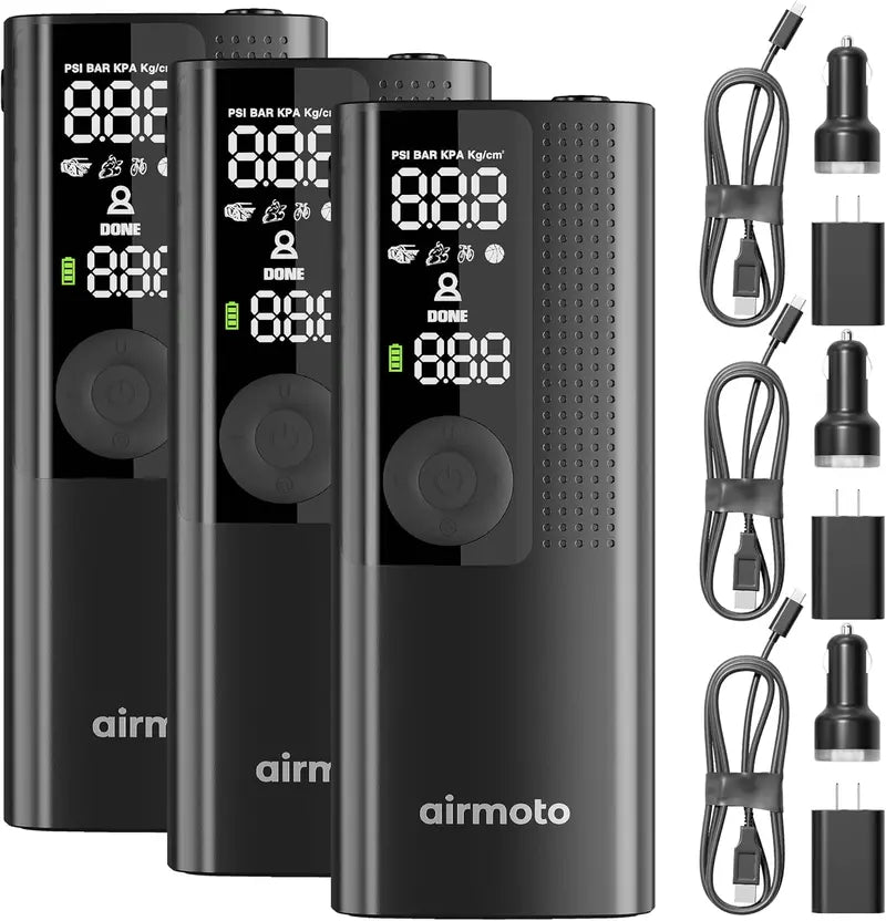 Dual-Pack Portable Air Compressor Power Kit  Cordless Tire Inflator Bundle with Home & On-the-Go Charging Accessories