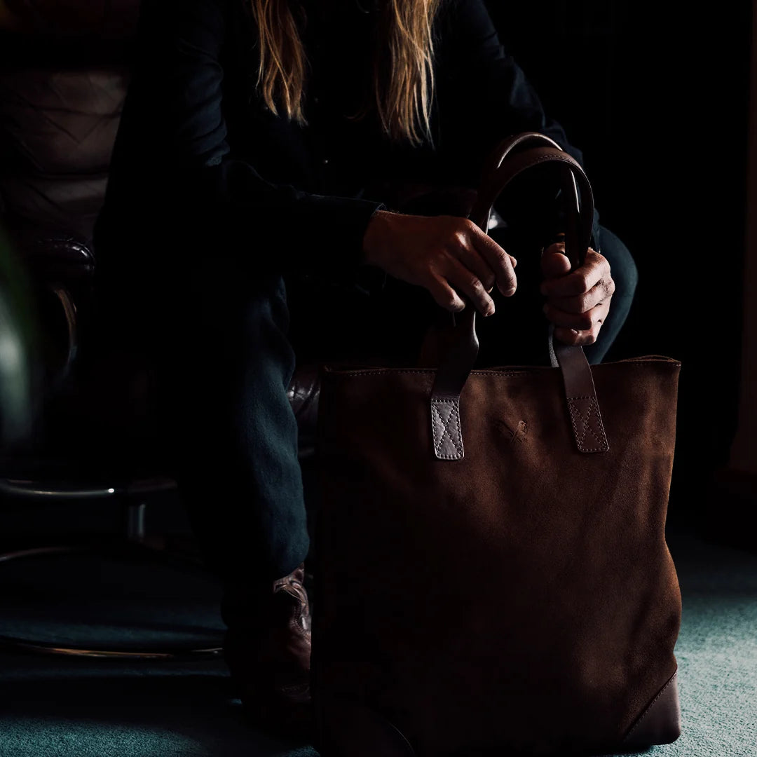 Suede Tote - Tobacco Brown