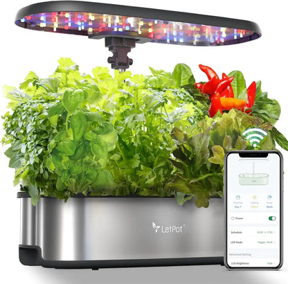 12-Pot Smart Hydroponic Garden  WiFi-Enabled Indoor Herb Kit with 24W LED, 5.5L Tank & Auto-Timer