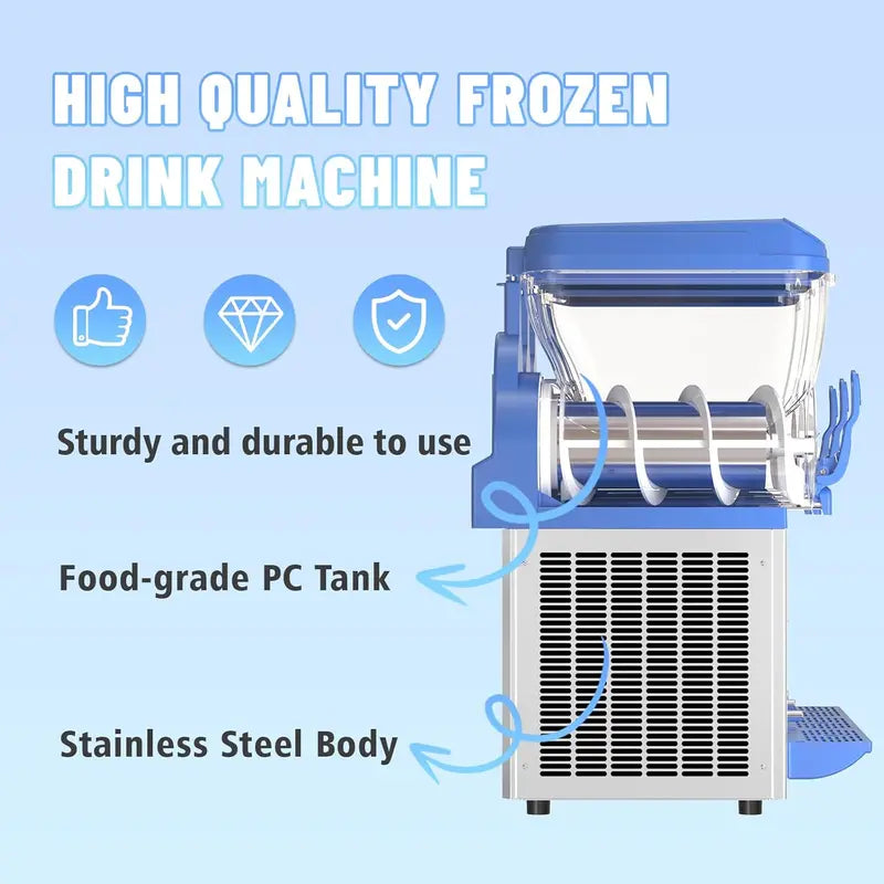 Commercial-Grade Slush Machine  30L Dual Tanks, 1000W, 304 Stainless Steel, Ideal for Bars & Cafés