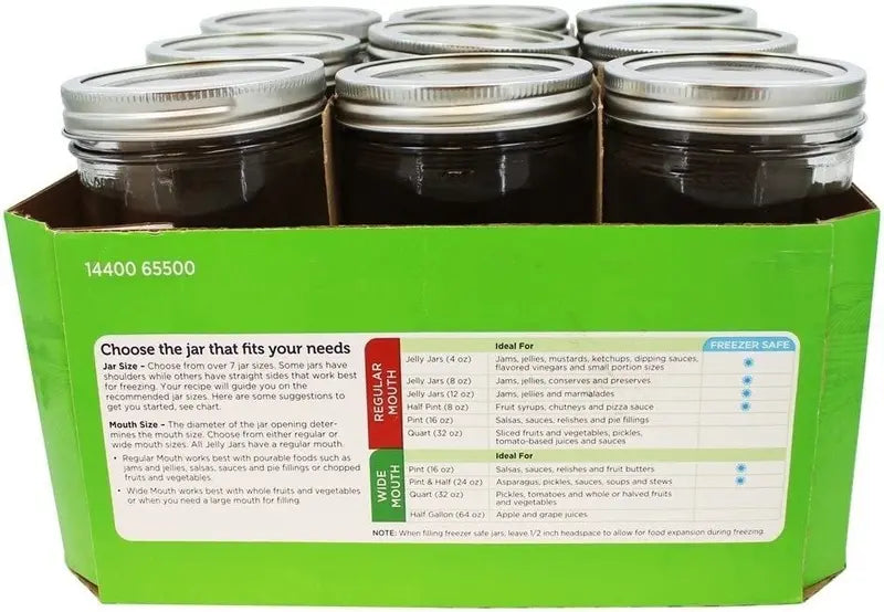 Ball Wide Mouth Mason Jars  24 oz Glass Canning Jars with Lids (9-Pack), Freezer-Safe, Ideal for Preserving & Storage