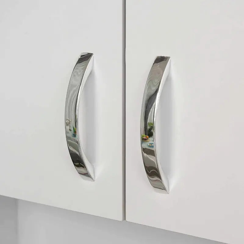 White Freestanding Kitchen Pantry with Open Countertop, Three Drawers, and Adjustable Interior Shelf—Functional Microwave and Storage Solution
