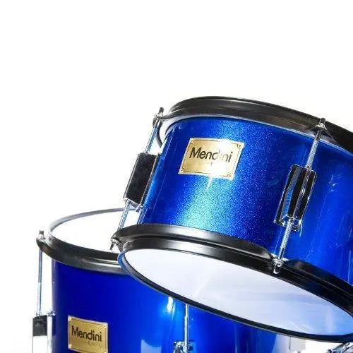 Cecilio Mendini MJDS-5BL Kids’ 5-Piece Drum Set  16″ Blue Metallic Starter Kit with Throne, Cymbal, Pedal & Sticks