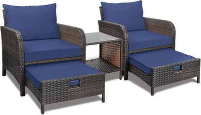 Leveleve 5-Piece Balcony Conversation Set  Compact Patio Furniture with Weather-Resistant Design