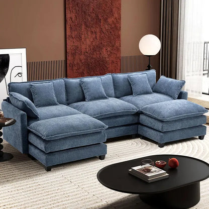 ihanherry 146-Inch Modern U-Shaped Modular Cloud Sofa  Customizable Layout