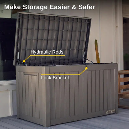 EAST OAK 60-Gallon Resin Deck Box  All-Weather Indoor/Outdoor Storage Bin with Waterproof Design