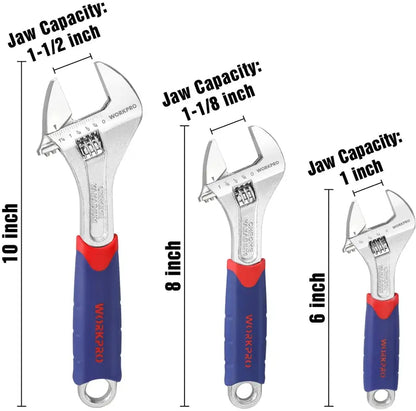 WORKPRO 3-Piece Adjustable Wrench Set