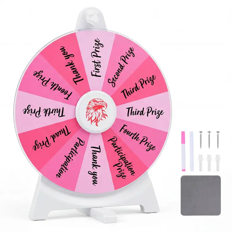 12-Inch Spinning Prize Wheel with Chalkboard Marker, Eraser, and Replacement Pointer
