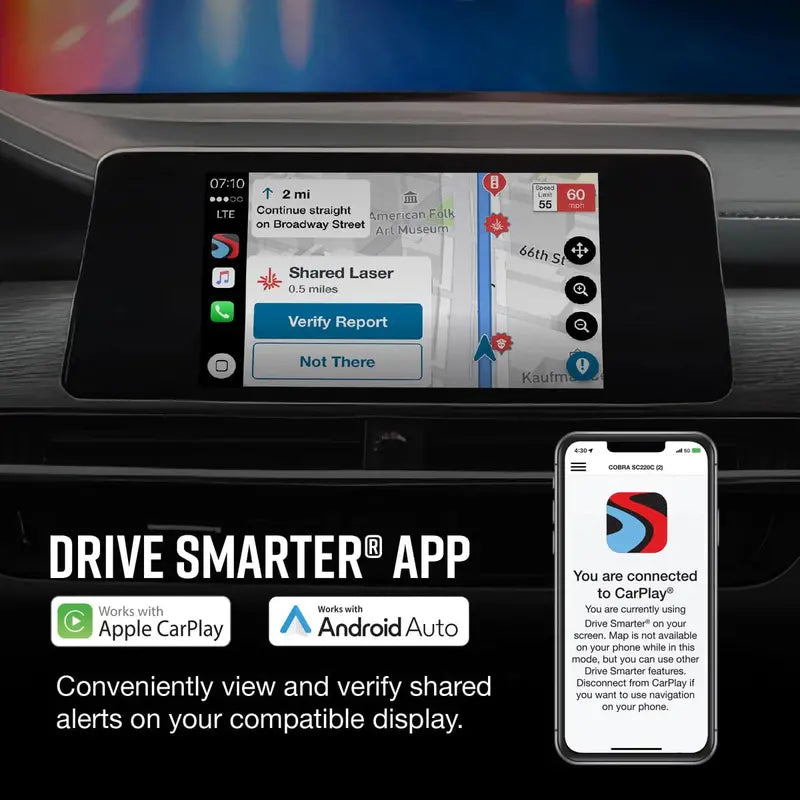 Cobra RAD 480i Laser Radar Detector with 360° Detection & App Connectivity