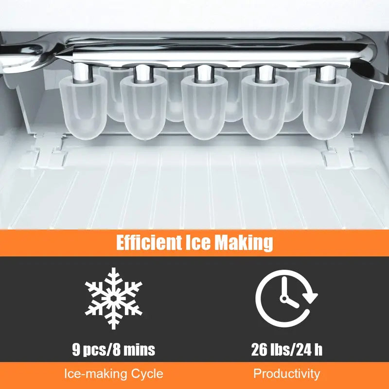 Compact Countertop Ice Maker  Bullet-Shaped Cubes Ready in Under 8 Minutes