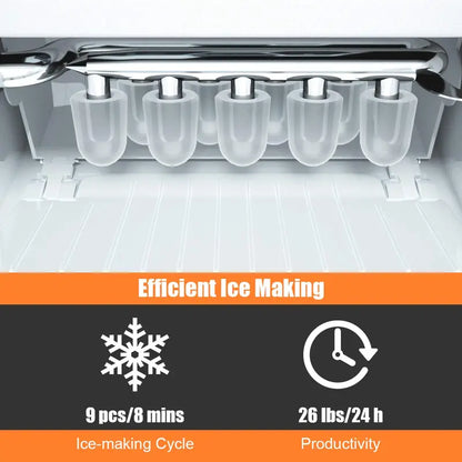 Compact Countertop Ice Maker  Bullet-Shaped Cubes Ready in Under 8 Minutes