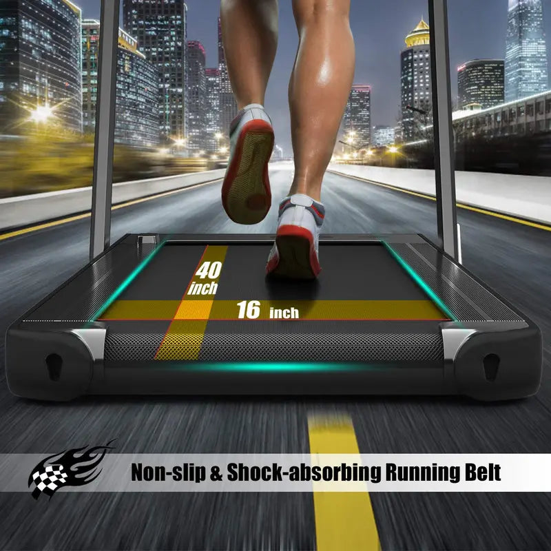 Dual-Display Under-Desk Folding Treadmill  2.25HP Superfit Compact Exercise Pad