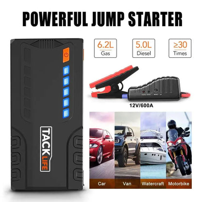 Tacklife T6 Car Jump Starter  800A Peak, 18000mAh, LCD Display, Quick-Charge, Safety-Protected (Gas up to 7.0L / Diesel up to 5.5L)