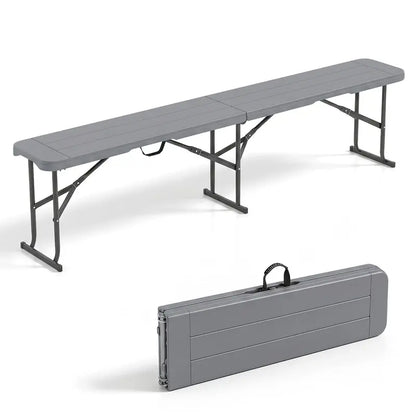 Lightweight Folding Bench  6-Foot Plastic Portable Seat with Carry Handle for Outdoor Use