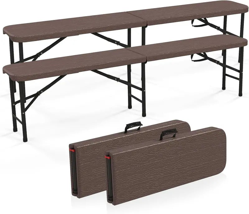 6-Foot Commercial-Grade Folding Bench  High-Strength Plastic Seat for Indoor/Outdoor Use