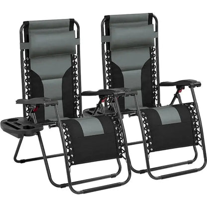 Yaheetech Twin Pack Outdoor Zero Gravity Lounge Chairs  26-Inch Padded Patio & Camping Seating