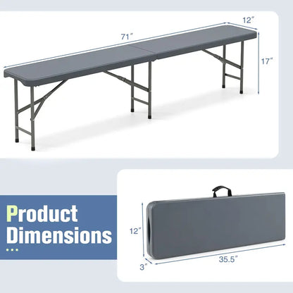 6-Foot Heavy-Duty Plastic Folding Bench  1320 lb Weight Capacity, Lightweight Portable Design