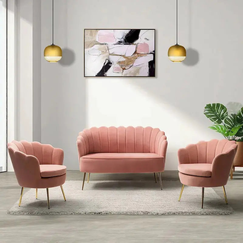 Xabier 3-Piece Living Room Set  52-Inch Modern Sofa and Matching Chairs by HULALA HOME