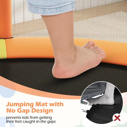 55-Inch Kids’ Mini Trampoline  Heavy-Duty Bouncer with Hammock & Enclosed Safety Net