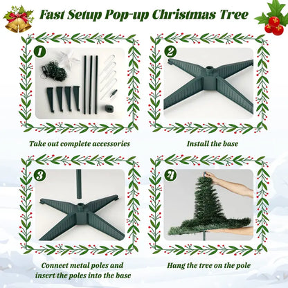 6-Foot Pop-Up Christmas Tree  Collapsible Pre-Lit Xmas Tree with 282 RGB LED Lights