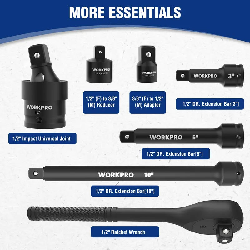 WORKPRO 65-Piece 1/2-Inch Drive Impact Socket Set  SAE & Metric Deep and Standard Sizes