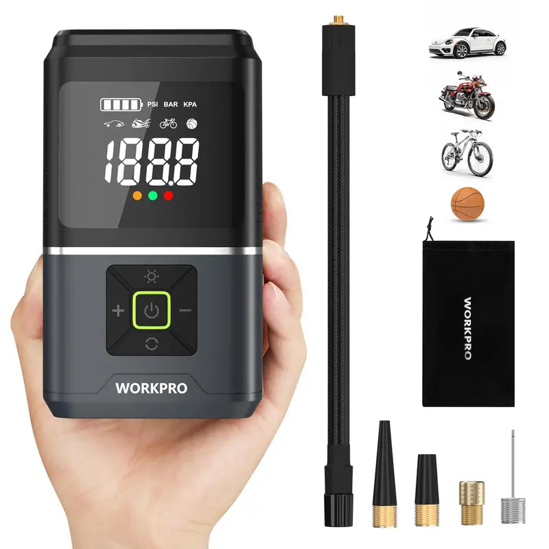 WORKPRO Portable 12V Tire Inflator with Digital Pressure Gauge & Auto-Shutoff