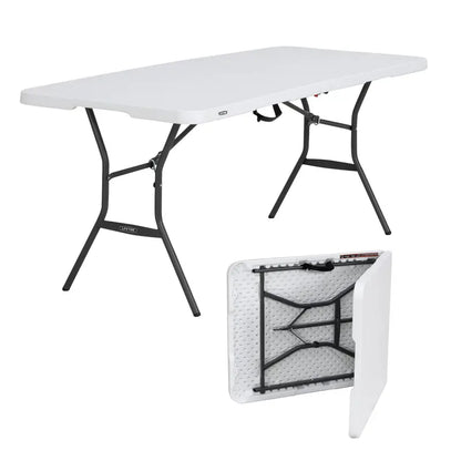 Lifetime 6 ft. Rectangle Commercial Fold-In-Half Table  White