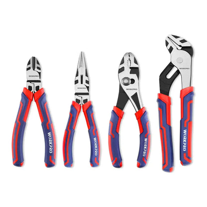WORKPRO Premium CR-V Pliers Set  4-Piece Durable Construction Tool Collection
