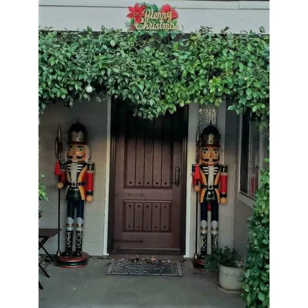 Retro 6-Foot Tall Wooden Nutcracker Duo  Classic Christmas Display Figures