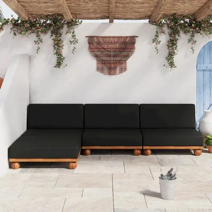 Scott Living Dulcie L-Shaped Acacia Wood Outdoor Sectional  4-Piece Set with Removable Cushions
