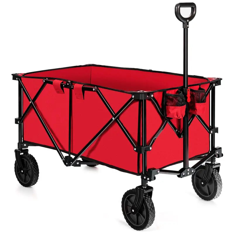 Collapsible Folding Wagon Cart  All-Terrain Wheels, Adjustable Handle & Carry Bag Included