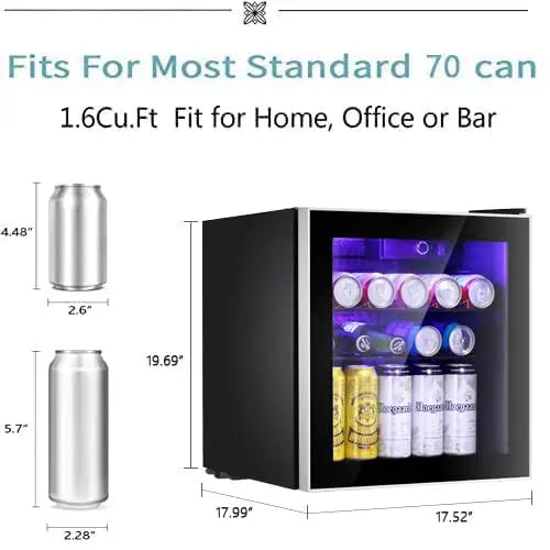 Antarctic Star 60-Can Mini Fridge  Compact Beverage Cooler with Adjustable Shelves