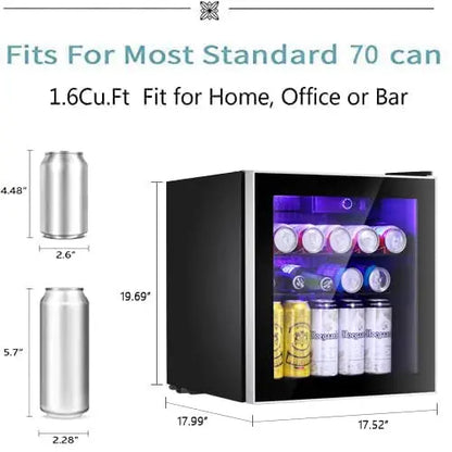 Antarctic Star 60-Can Mini Fridge  Compact Beverage Cooler with Adjustable Shelves