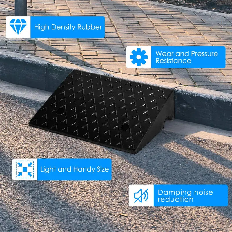 Dual Rubber Curb Ramps  5-Inch Rise, Lightweight Threshold Assist for Vehicles