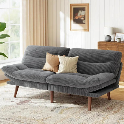 Adjustable Futon Sofa Bed  Modular Backrests & Armrests, Converts Effortlessly to a Sleeper Couch