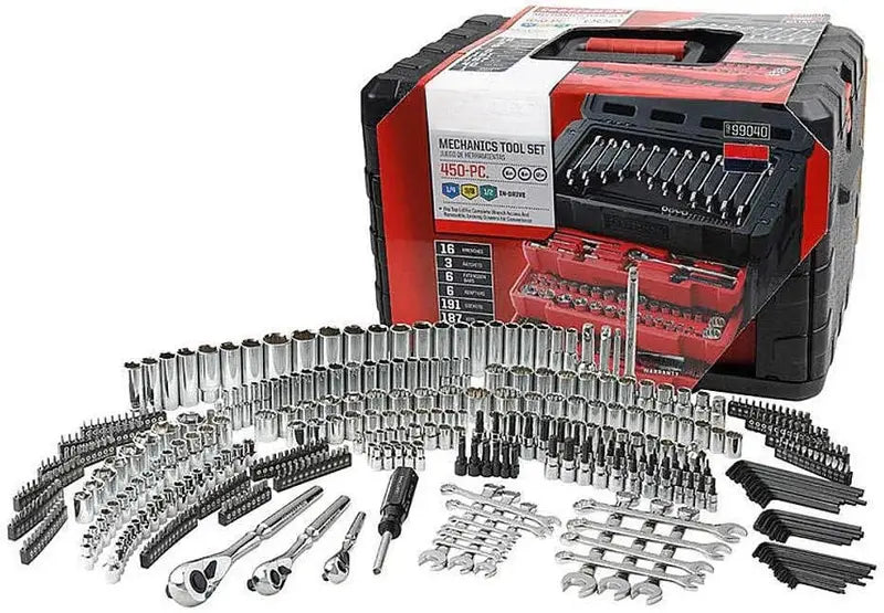Professional 450-Piece Mechanics Tool Kit with Ratchet Sockets and Hand Wrenches